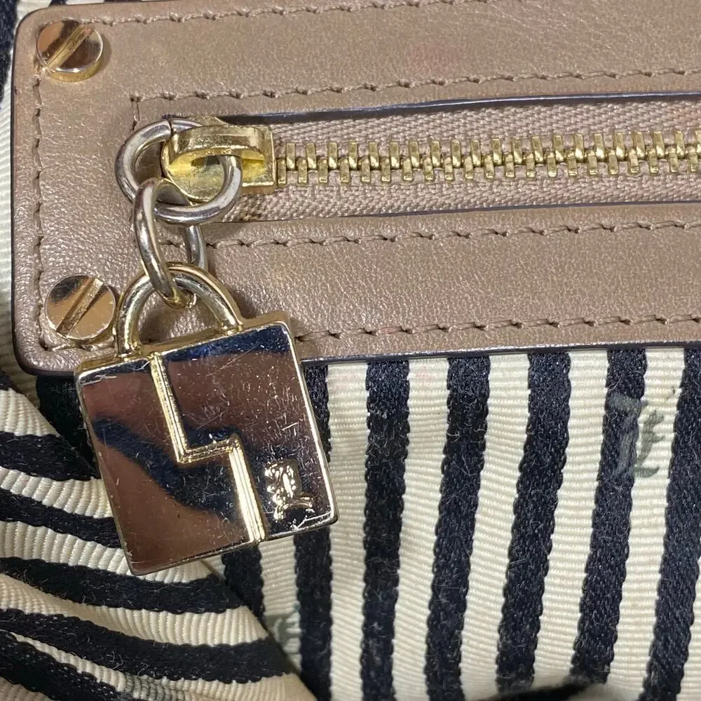 L.A.M.B. Gwen Stefani Messenger Shoulder Bag Y2K Tan Cream Leather Satchel Purse